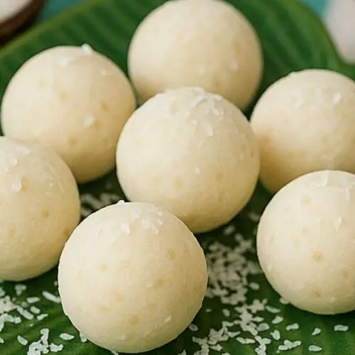 Frozen Coconut Yogurt Bites on a leaf shaped tray