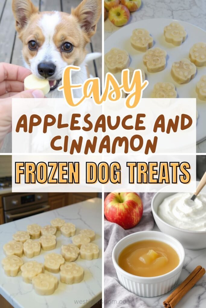collage of applesauce and cinnamon frozen dog treats