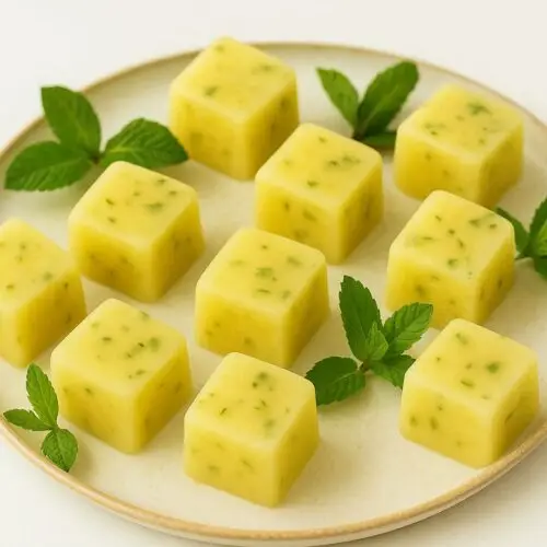 Pineapple Mint Cooling Cubes on a plate
