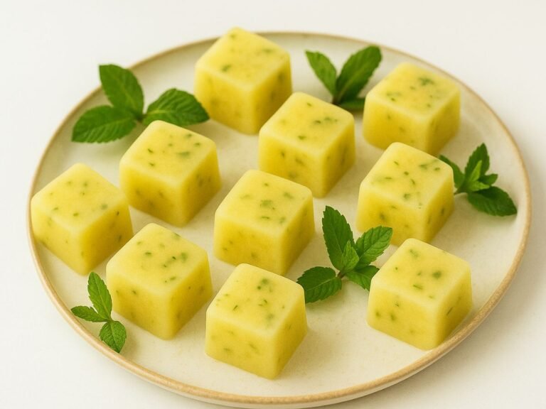 Pineapple Mint Cooling Cubes on a plate